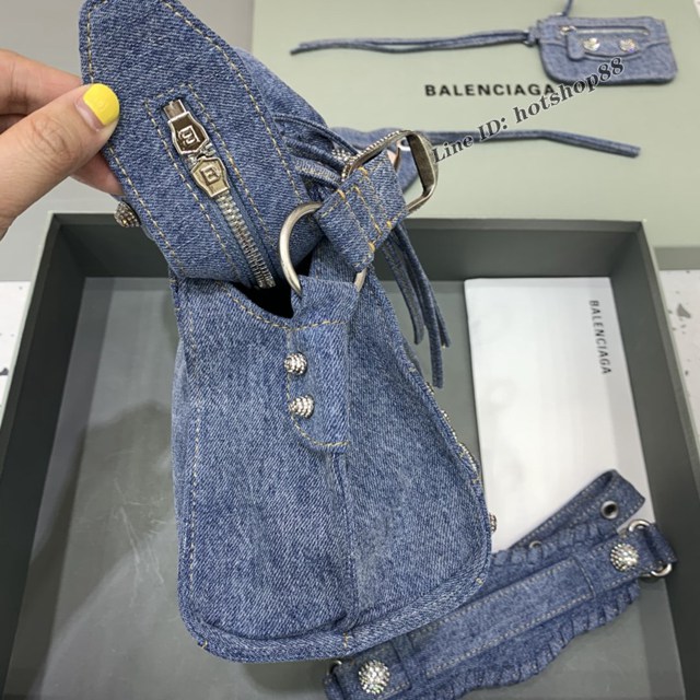 Balenciaga專櫃爆款牛仔藍帶鑽手提包 638515 巴黎世家最新款Neo cagole機車包 fyj1690